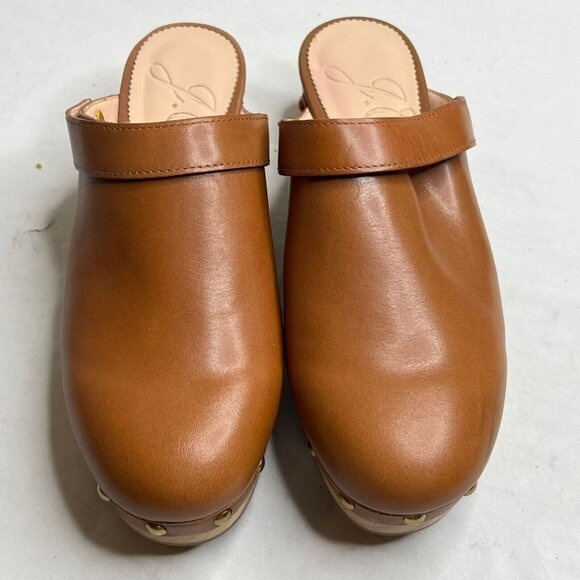 J. Crew Brown Leather Mules with Gold Accents - Picture 2 of 16
